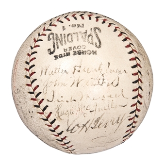 1924 New York Giants National League Champions Team Signed ONL Heydler Baseball With 23 Signatures Including Terry, Frisch, Southworth & Lindstrom (JSA)